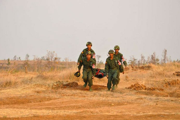 Soldiers during a military drill.